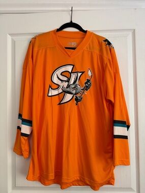 Men's Orange Hockey Jersey with San Jose Barracuda  Logo